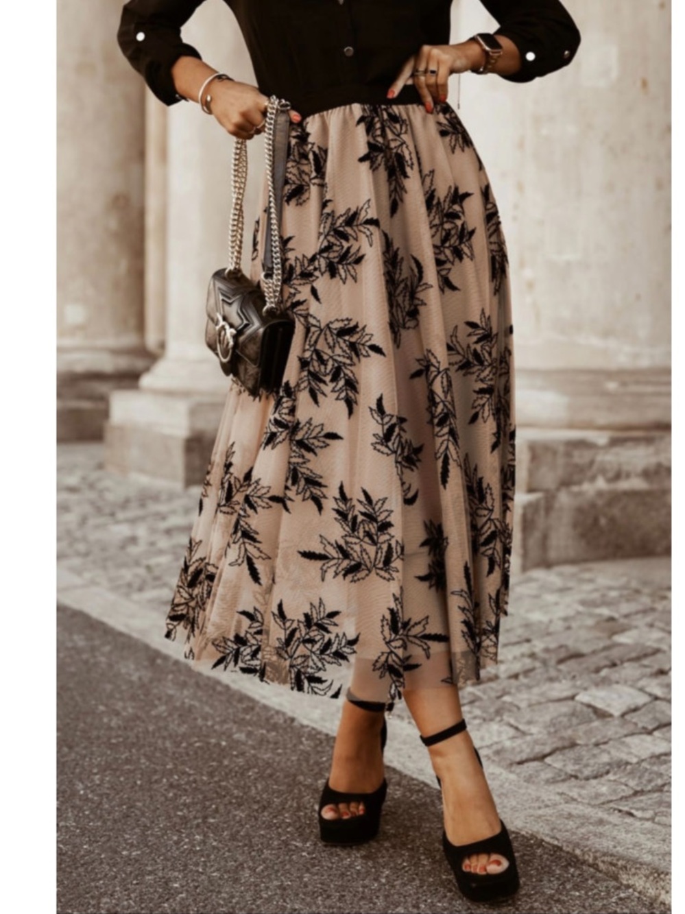 New Long Skirt Women’s Caramel With Black Details Size XL